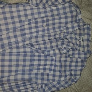Blue/white checkered or plaid button down